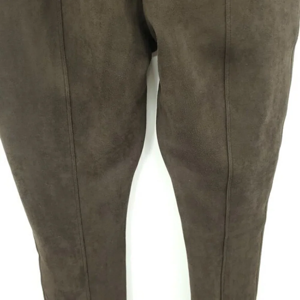 Spanx High Waist Faux Suede Leggings L Chocolate Brown